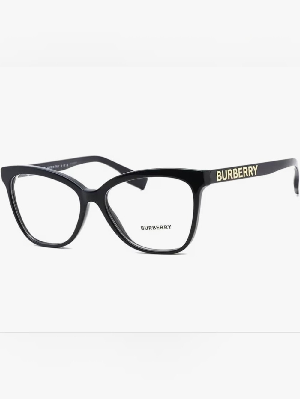 Burberry Dark Blue Cat-Eye Optical Glasses with Gold Wordmark Detail